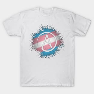 Paint Splatter Transgender Pride Atheist Symbol T-Shirt